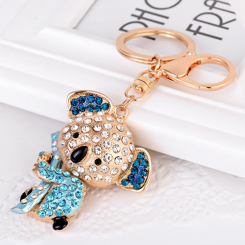 Fashion Diamond-embedded Koala Keychain Metal Animal Pendant Bag Ornament Gifts