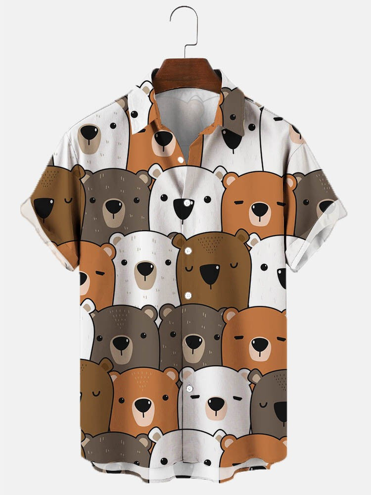 Fashion Bear Print Hawaiian Men's Shirt