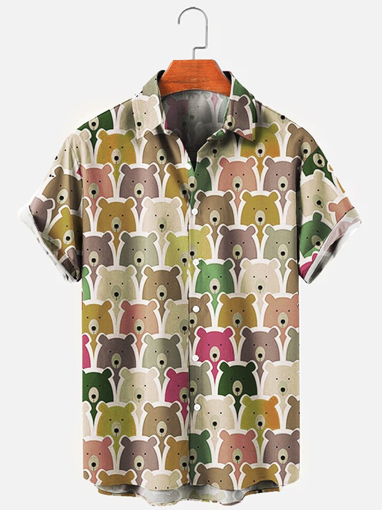 Fashion Bear Print Hawaiian Men's Shirt