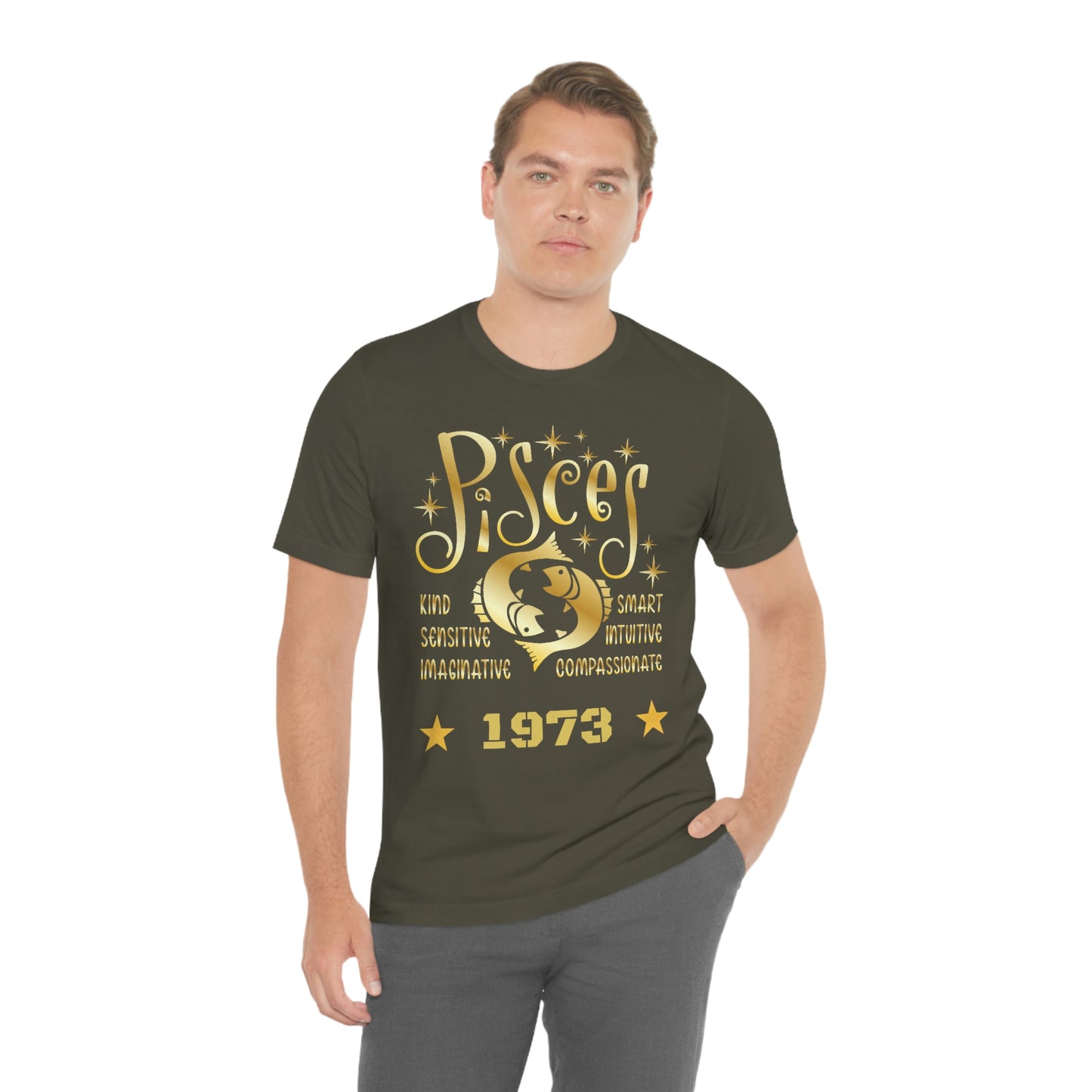 Unisex Jersey Short Sleeve Tee - 1973- Pisces Zodiac sign-50th Birthday in February