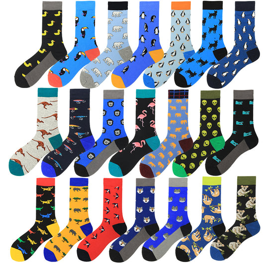 New Men's Colorful Animal Series Cotton Socks