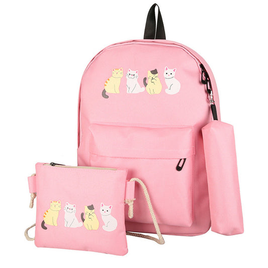 High Quality cat themed 3Pcs Travel Softback backpack