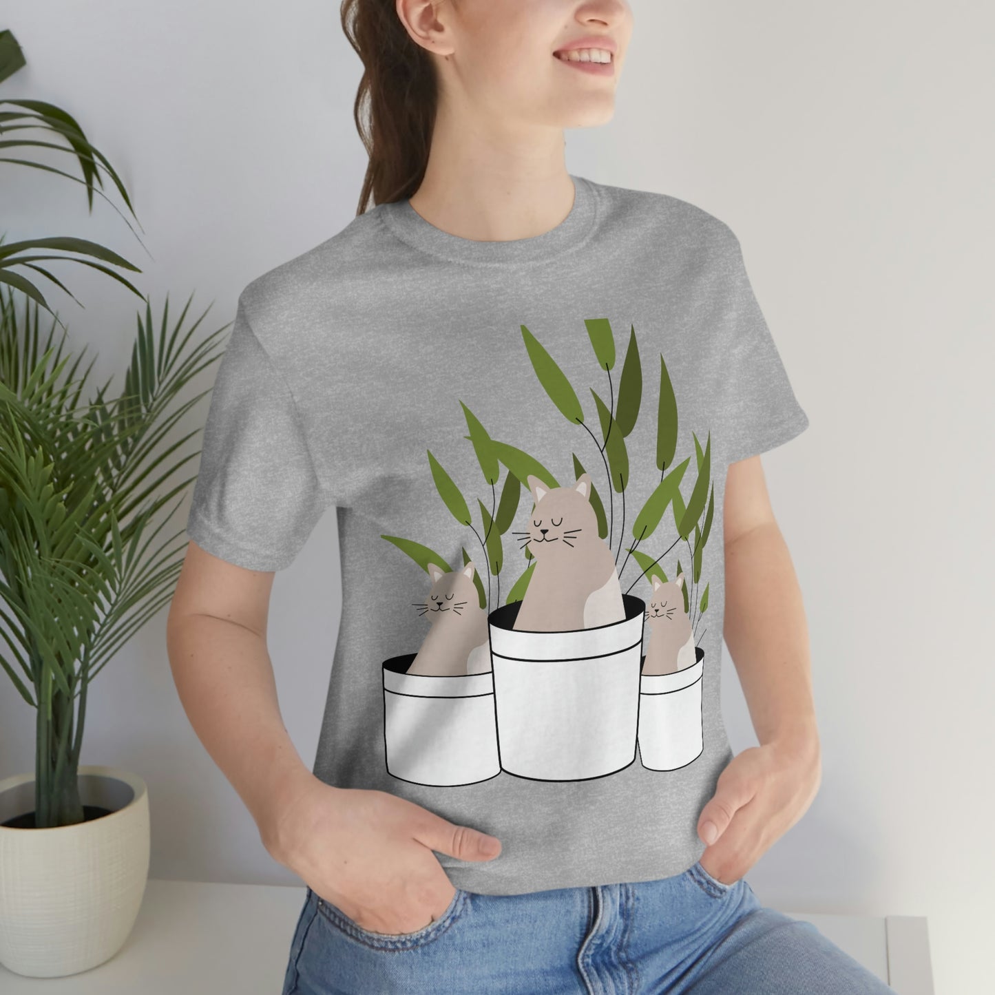 Unisex Jersey Short Sleeve Tee -Love cats and plants