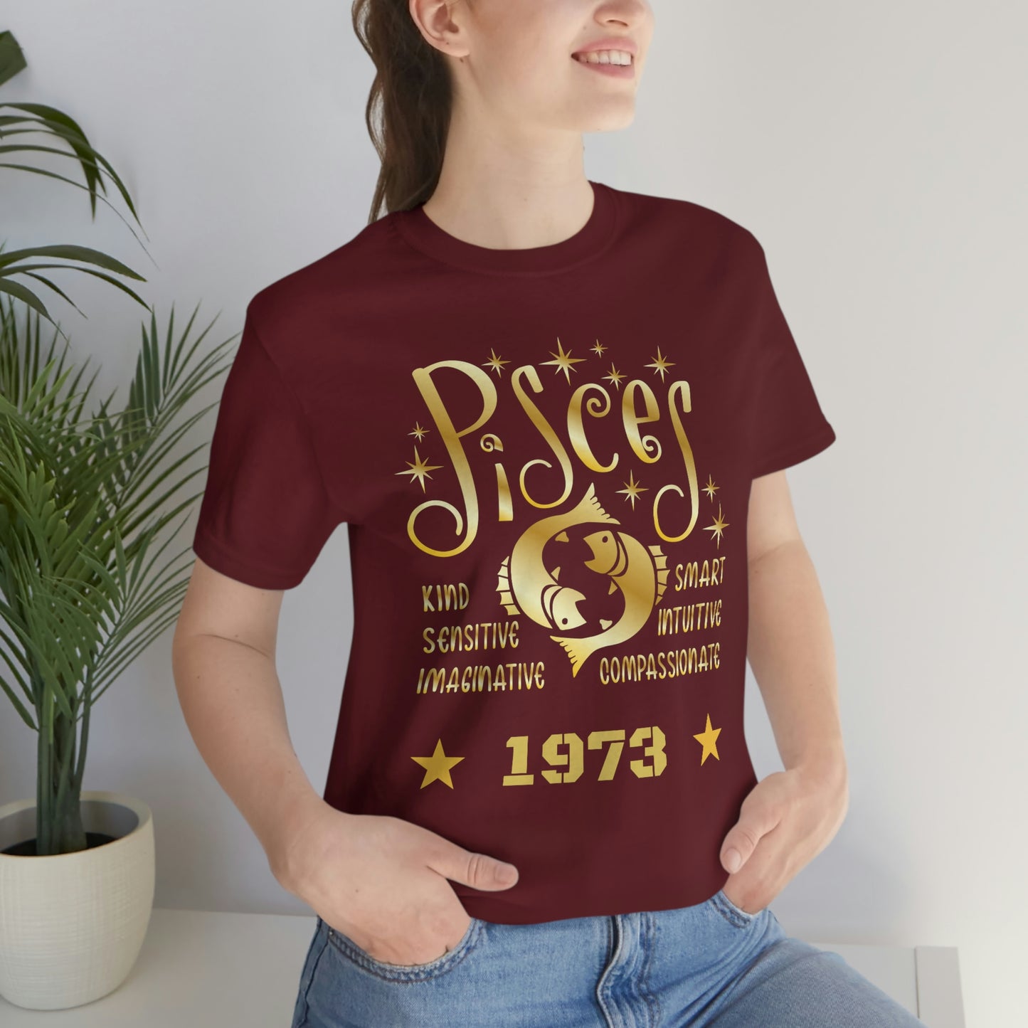 Unisex Jersey Short Sleeve Tee - 1973- Pisces Zodiac sign-50th Birthday in February