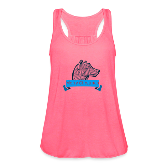 Women's Flowy Tank Top  -Merry Christmas - neon pink