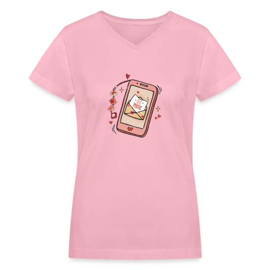 Women's V-Neck T-Shirt - pink