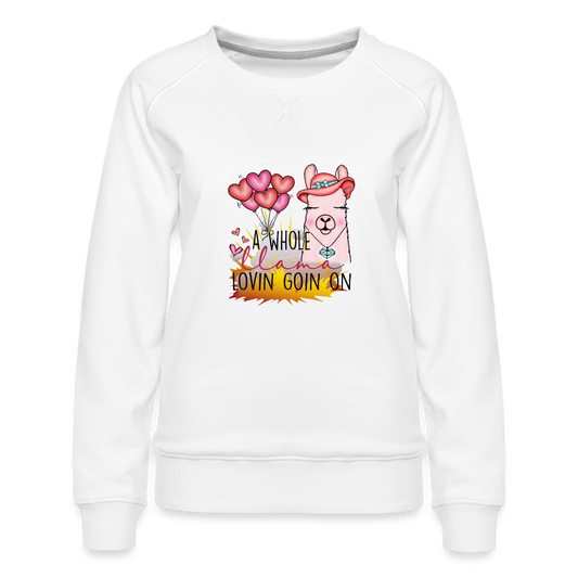 Women’s Premium Sweatshirt-llama-valentines - white