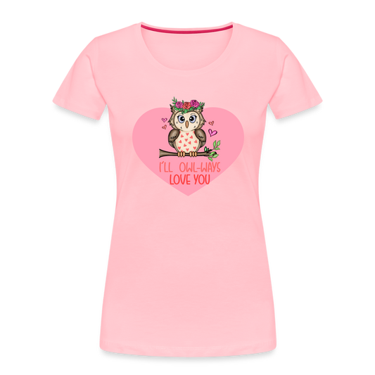 Women’s Premium Organic T-Shirt-Pink-Owl-Lovers-Valentines Gift - pink