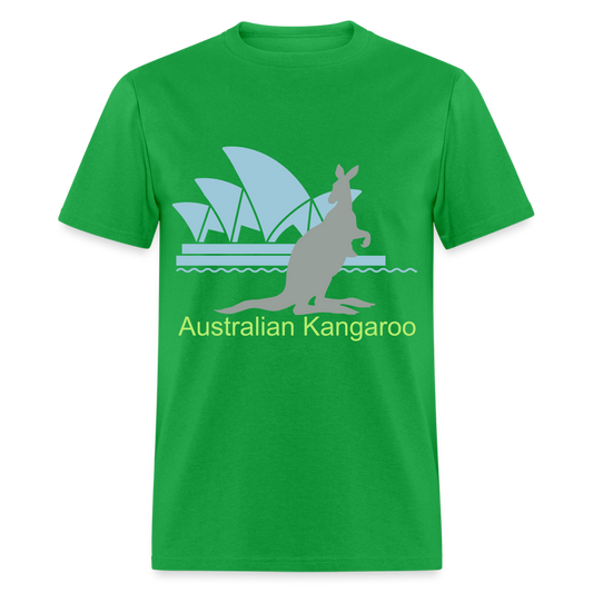 Unisex Green Cotton T-Shirt - Australian Kangaroo - bright green