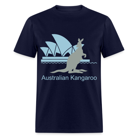 Unisex Navy Blue Cotton T-Shirt -Australian Kangaroo - navy