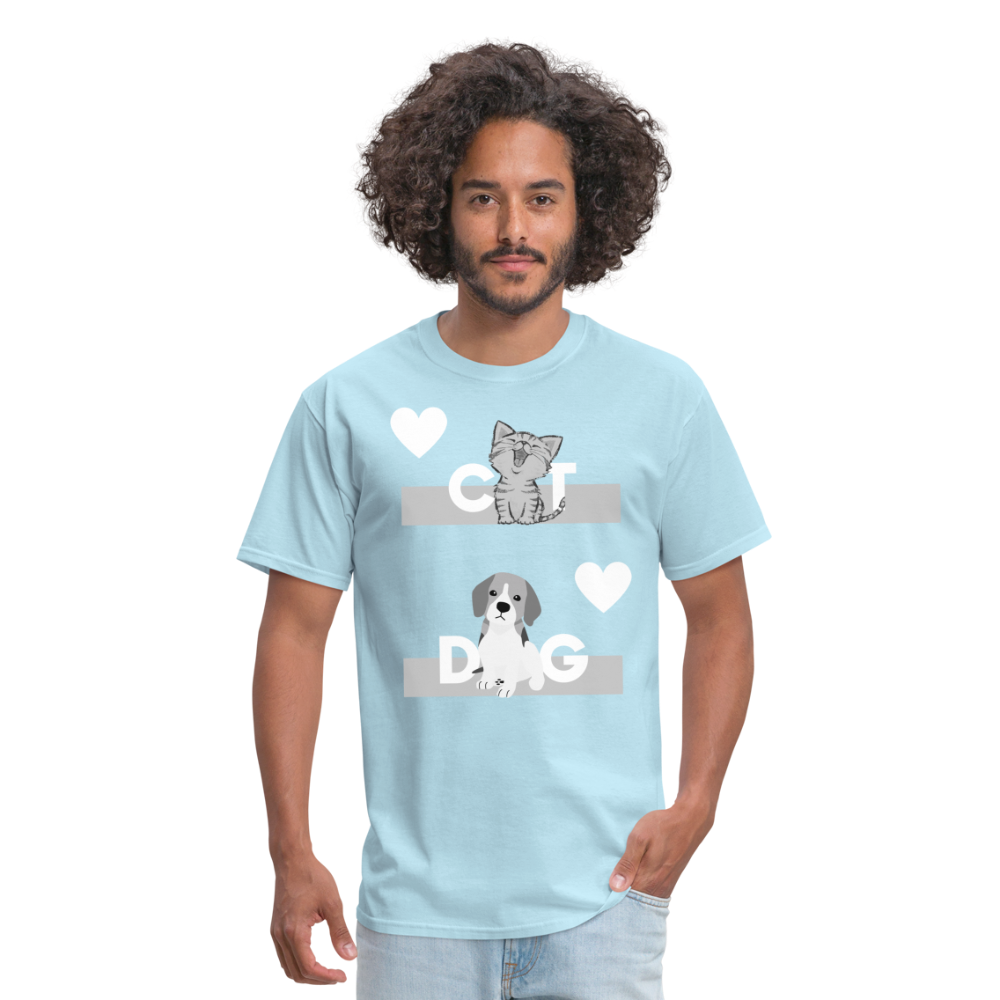 Unisex Classic T-Shirt - Cat and Dog - powder blue