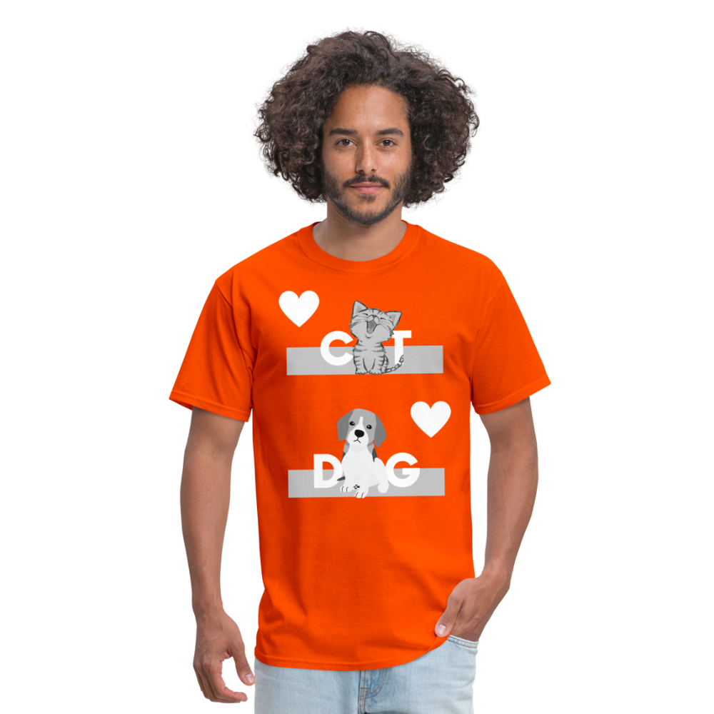 Unisex Classic T-Shirt - Cat and Dog - orange