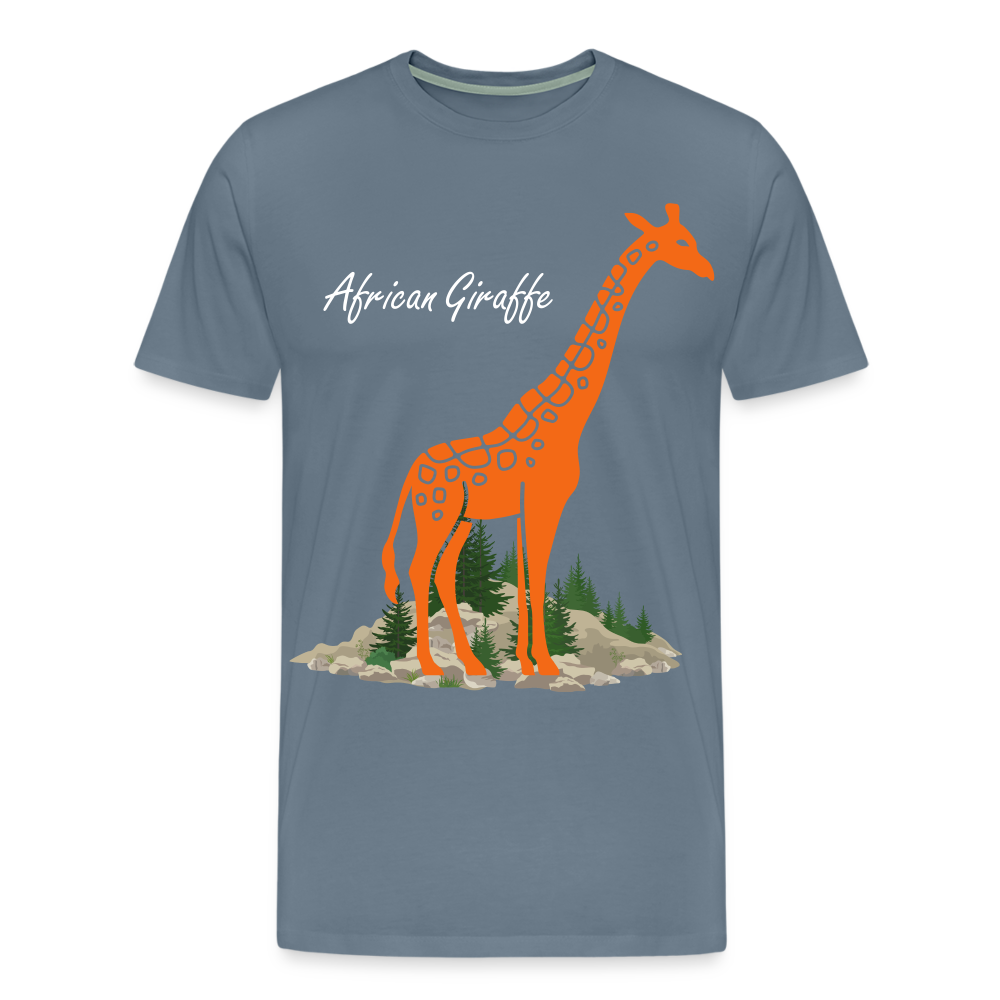 Men's Premium T-Shirt-African Giraffe - steel blue