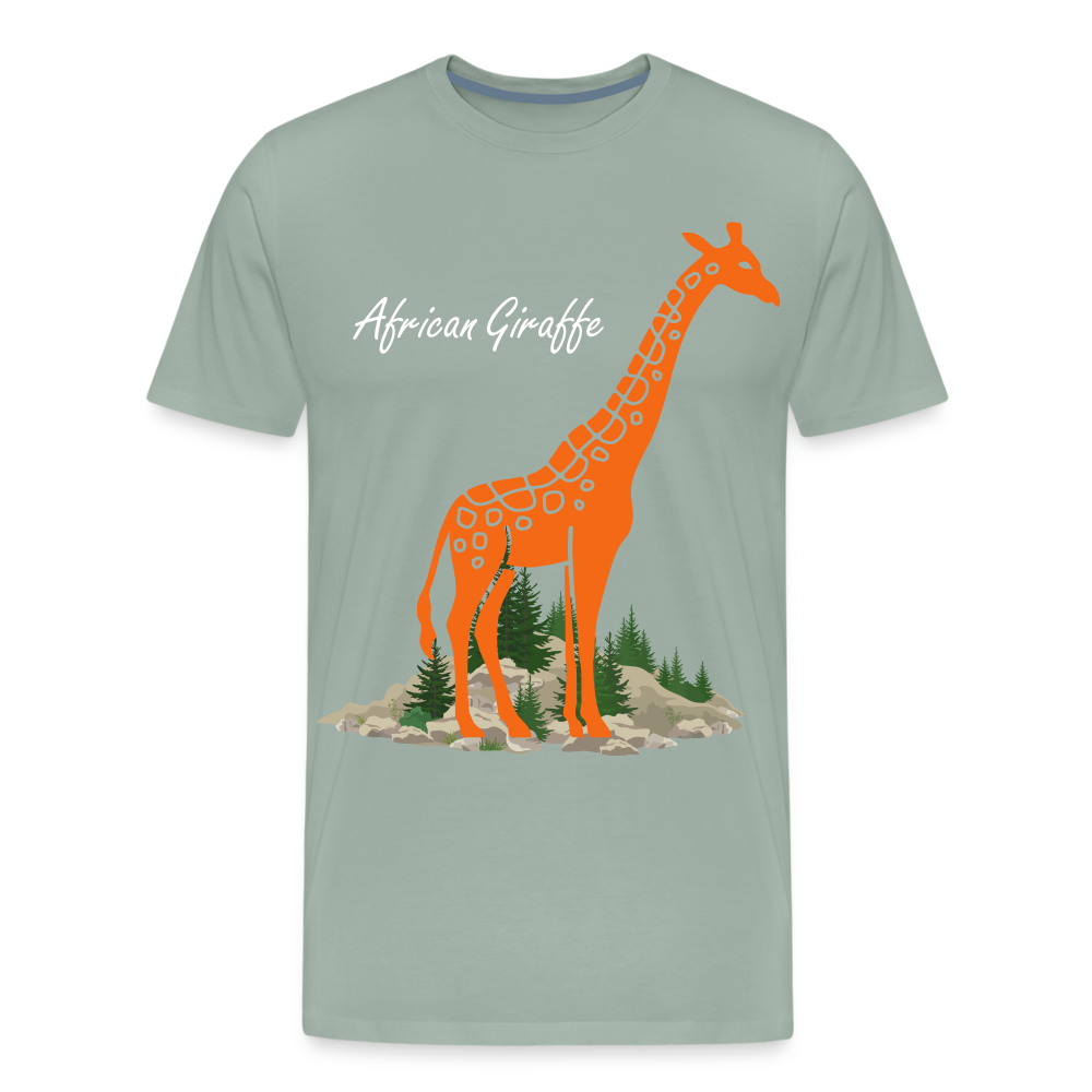 Men's Premium T-Shirt-African Giraffe - steel green