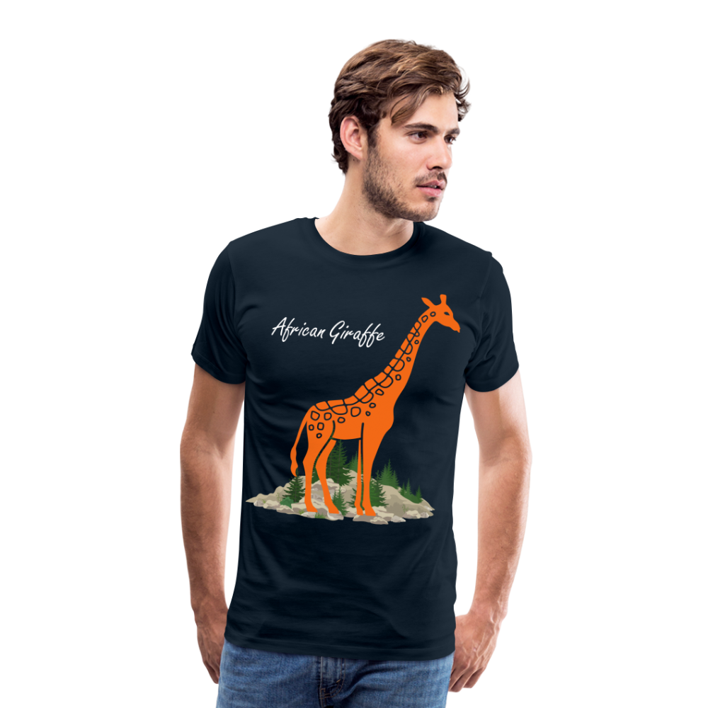 Men's Premium T-Shirt-African Giraffe - deep navy