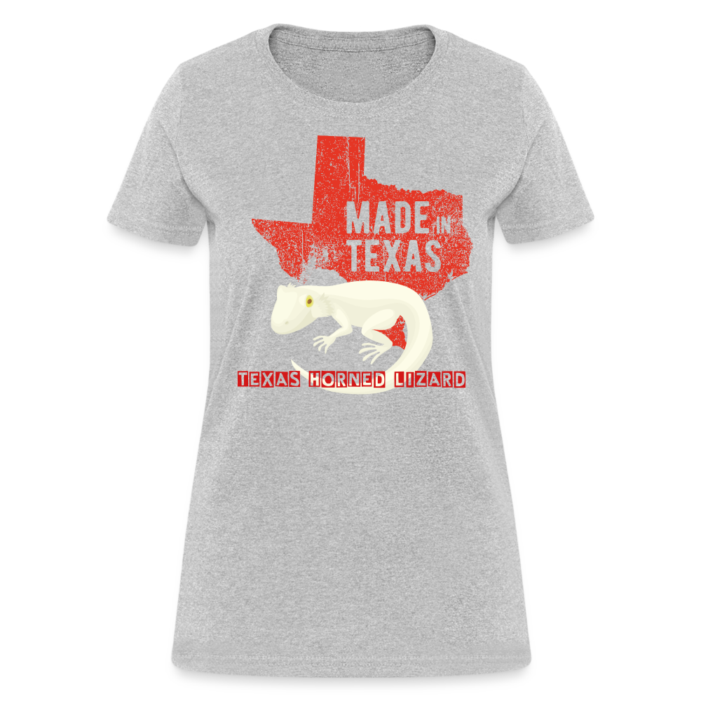 Women's Cotton T-Shirt-Texas Horned Lizard-Grey - heather gray