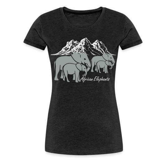 Women’s Premium T-Shirt-African-Elephants-Kilimanjaro - charcoal grey