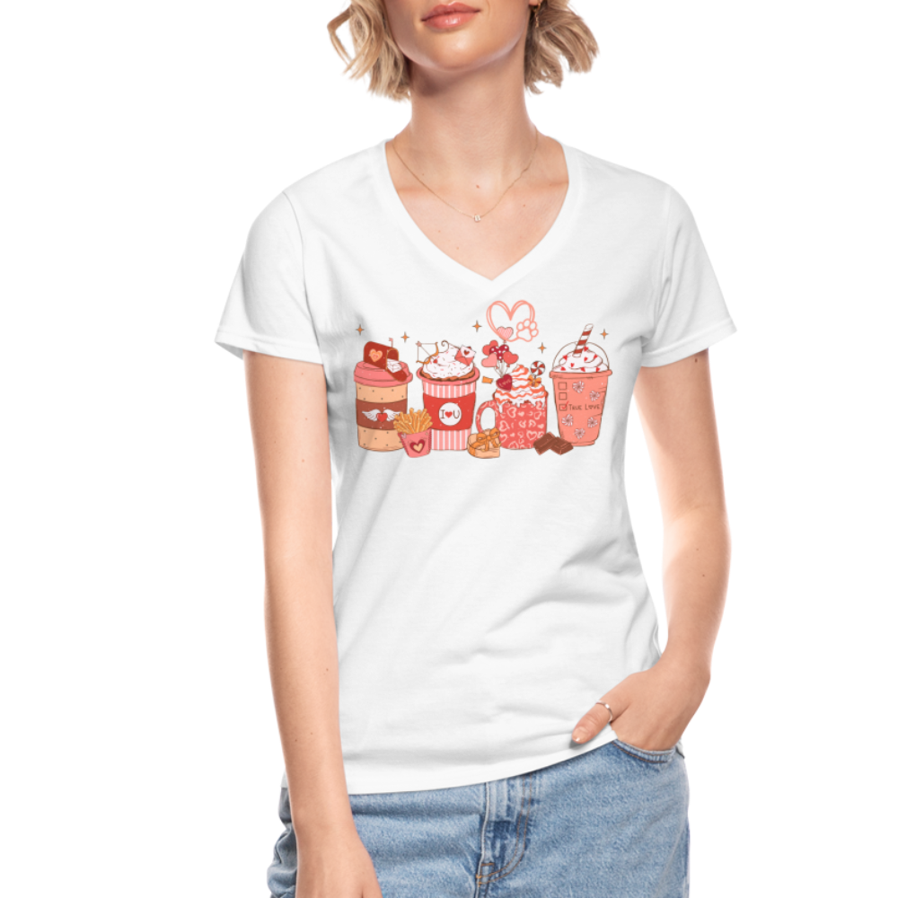 Women's V-Neck T-Shirt-Coffee Lovers - white