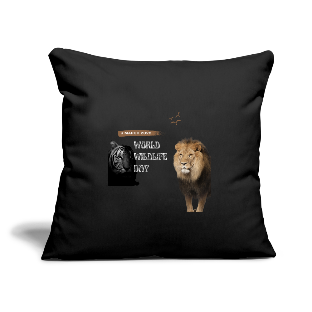 Throw Pillow Cover 18” x 18”-World Wid Life Day - black