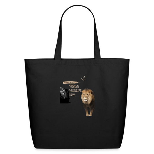 Eco-Friendly Cotton Tote-World Wild Life Day - black