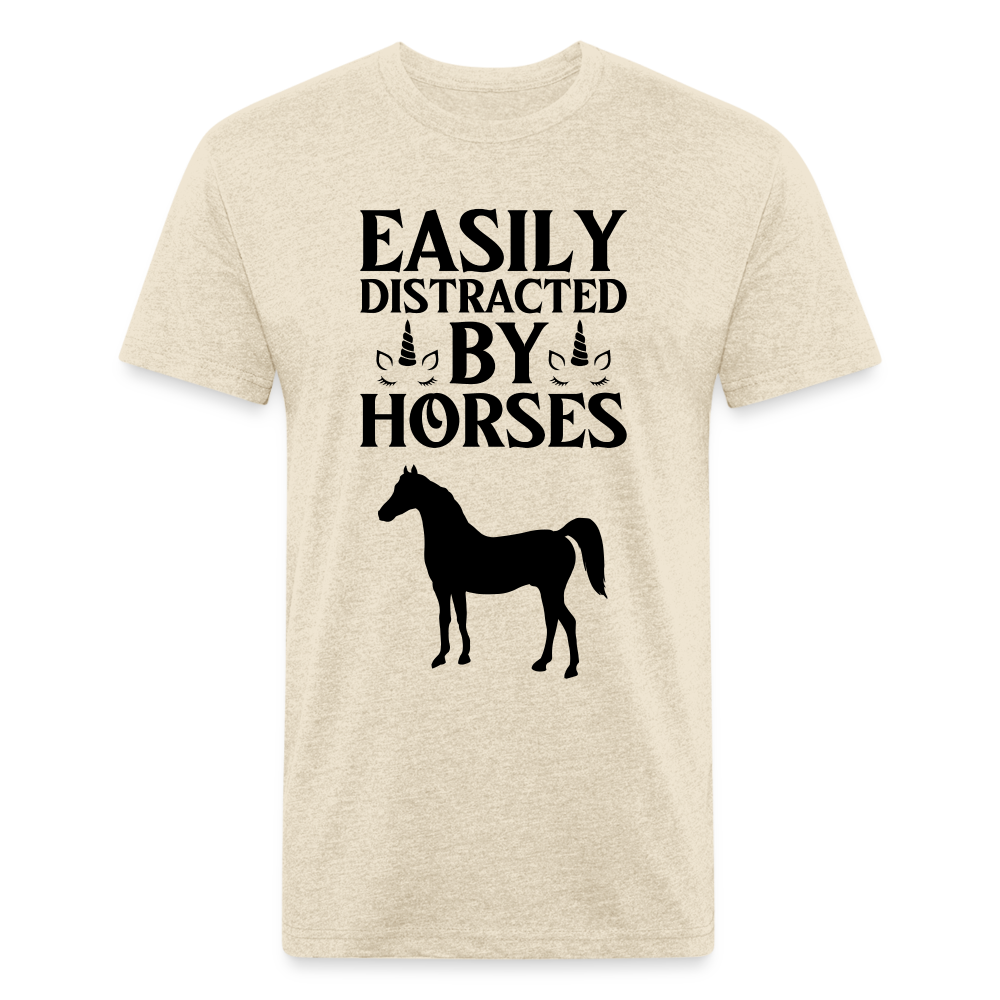 Fitted Cotton/Poly T-Shirt -Horse - heather cream