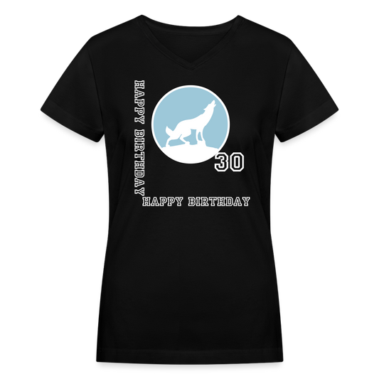 Women's V-Neck T-Shirt-Happy 30th Brthday - black