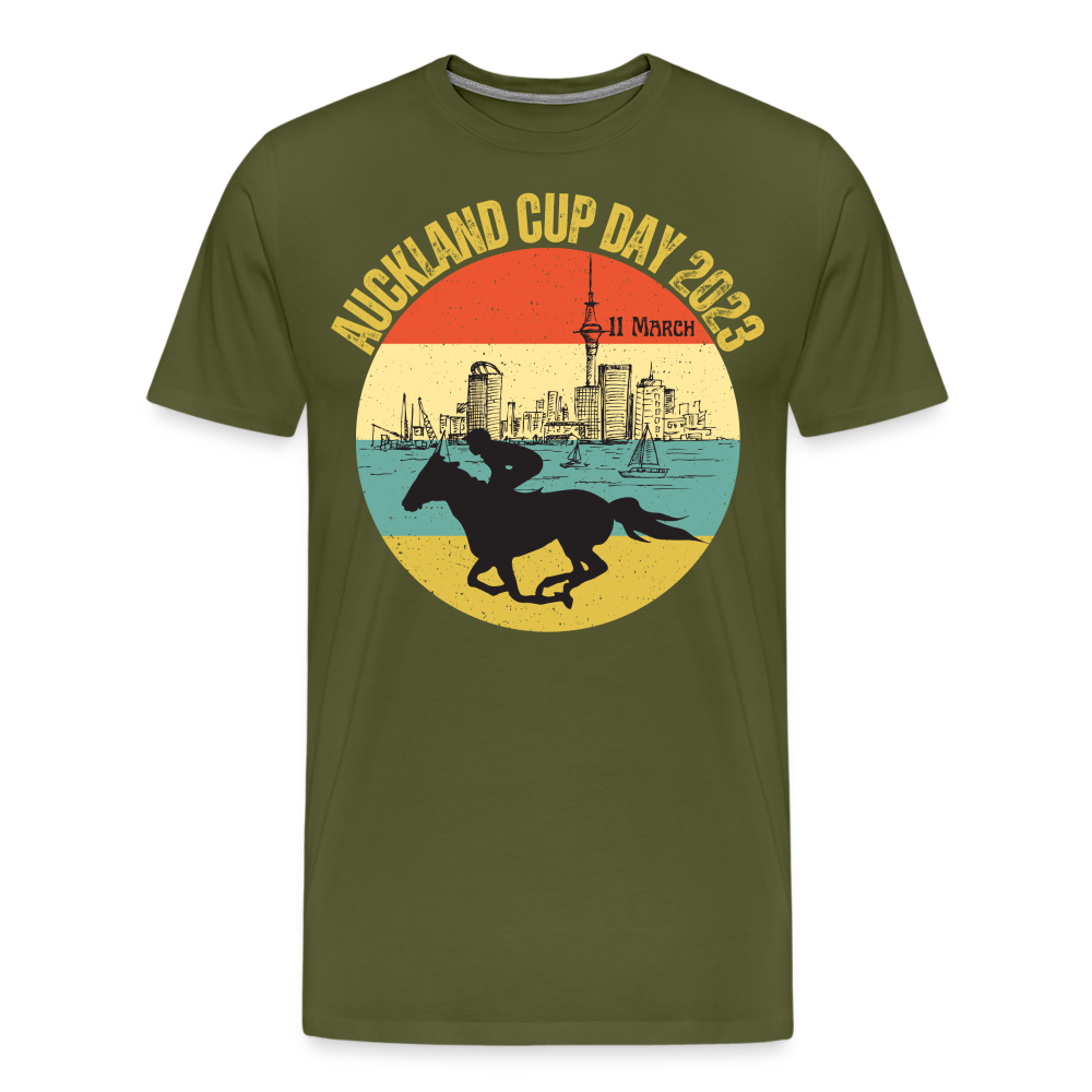 Men's Premium T-Shirt-Auckland Cup Day 23 - olive green