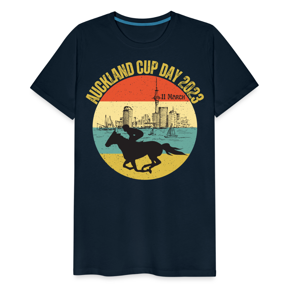 Men's Premium T-Shirt-Auckland Cup Day 23 - deep navy