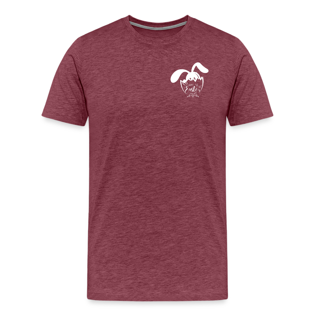 Men's Premium  Black T-Shirt-Happy Easter! - heather burgundy