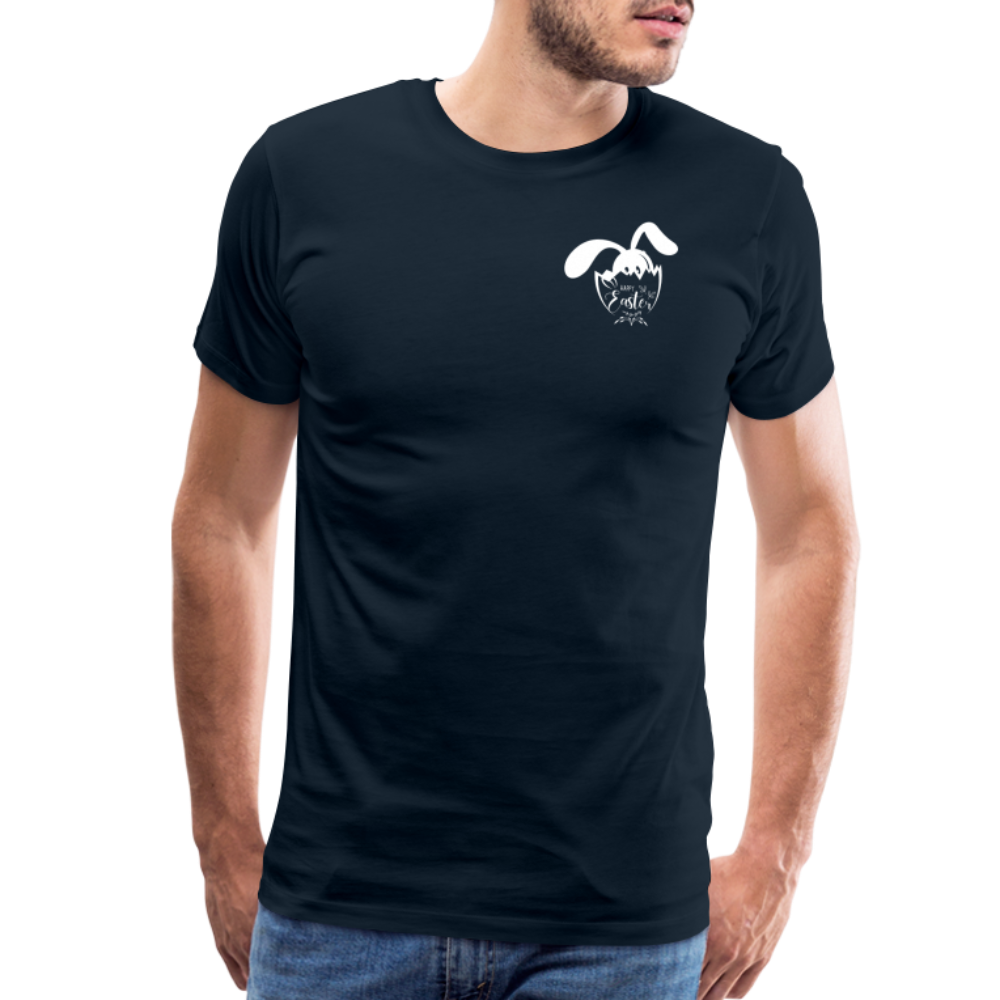 Men's Premium  Black T-Shirt-Happy Easter! - deep navy